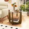 32" Round Glass Coffee Table 2-Tier Design with Storage Shelf and Wheels